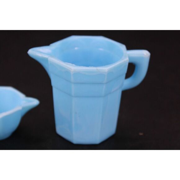 1930s Blue Agate SLAG GLASS Childrens Toy TEA SET 3 Pieces - Picture 9 of 16